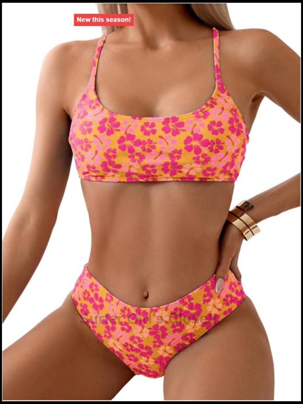 Floral Print High Cut Bikini Set Two Piece Bathing Suit